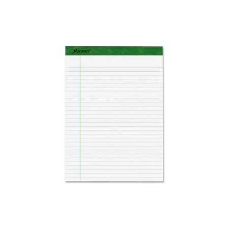 Esselte Esselte  Envirotech Pad, 8-1/2" x 14", Front Wide Ruled/Back Unruled, White, 4 Pads/Pack 40102